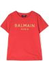 Balmain Kids T-shirt met geborduurd logo Rood - Thumbnail 1