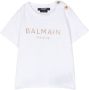 Balmain Kids T-shirt met glitterlogo Wit - Thumbnail 1