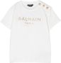 Balmain Kids T-shirt met glitter-logo Wit - Thumbnail 1