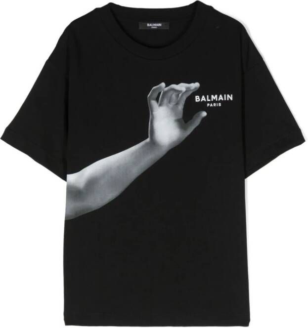 Balmain Kids T-shirt met grafische print Zwart