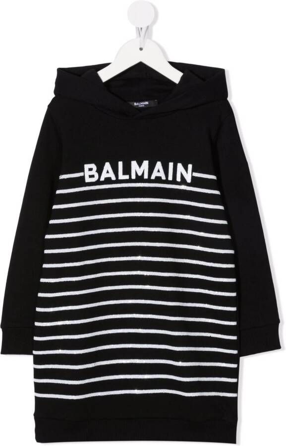 Balmain Kids Hoodiejurk met logoprint Zwart