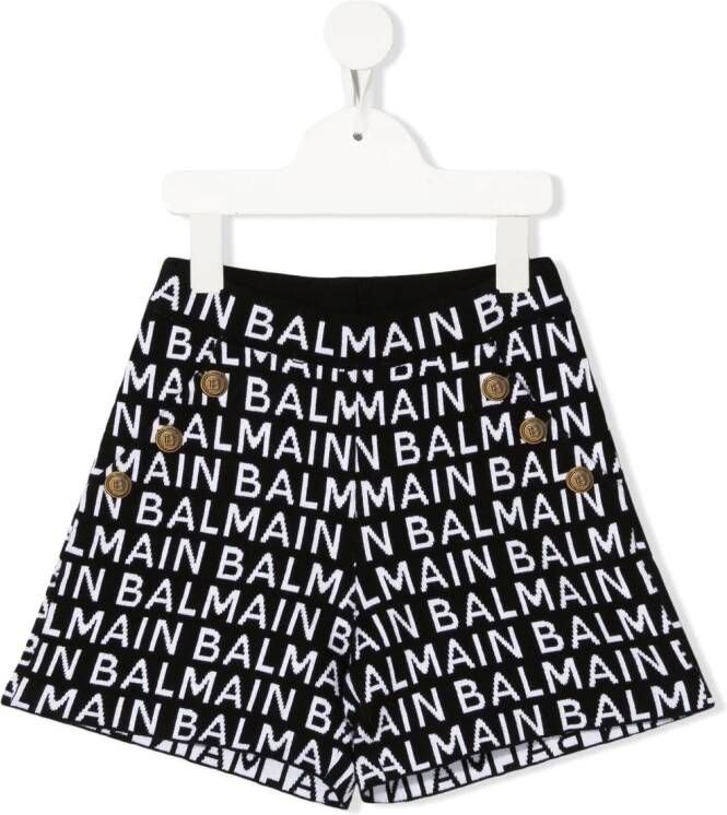 Balmain Kids Intarsia shorts Zwart