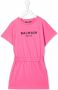 Balmain Kids Jurk met logoprint Roze - Thumbnail 1