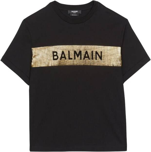 Balmain Kids Katoenen T-shirt Zwart