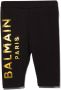 Balmain Kids Legging met metallic logoprint Zwart - Thumbnail 1