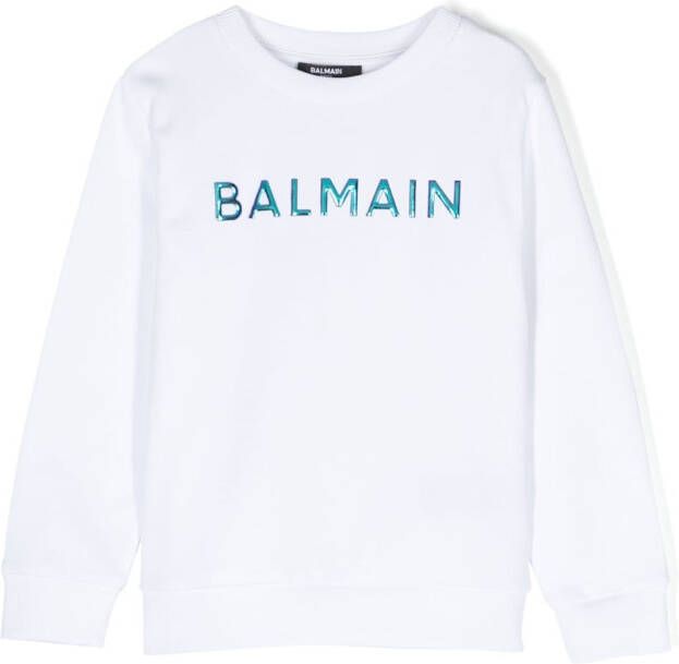 Balmain Kids Sweater met ronde hals Wit