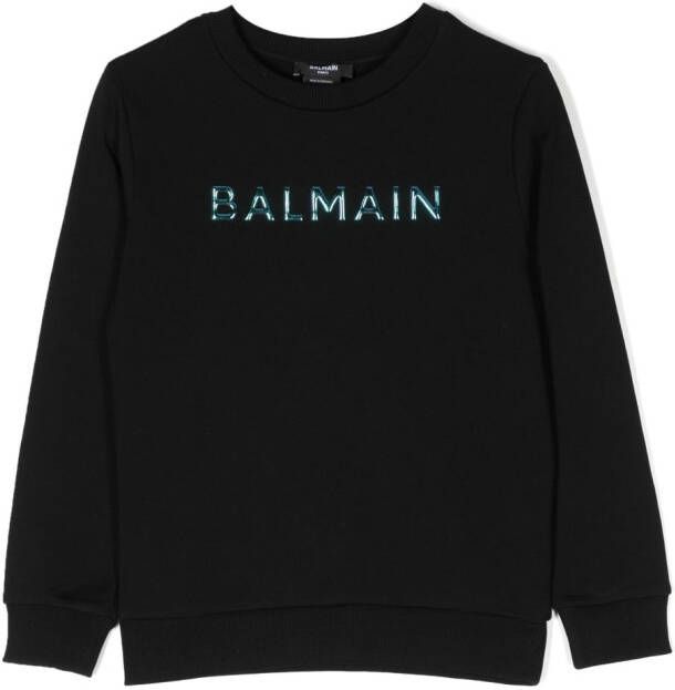 Balmain Kids Sweater met logo-reliëf Zwart