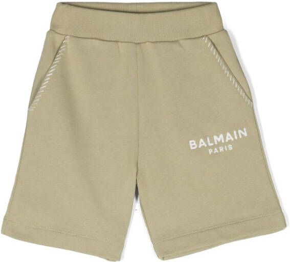 Balmain Kids Shorts met geborduurd logo Groen