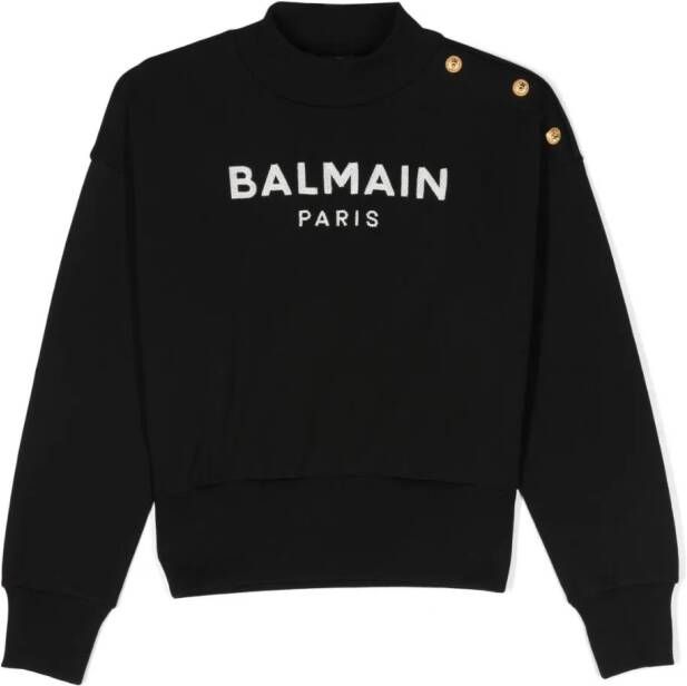 Balmain Kids Sweater met geborduurd logo Zwart