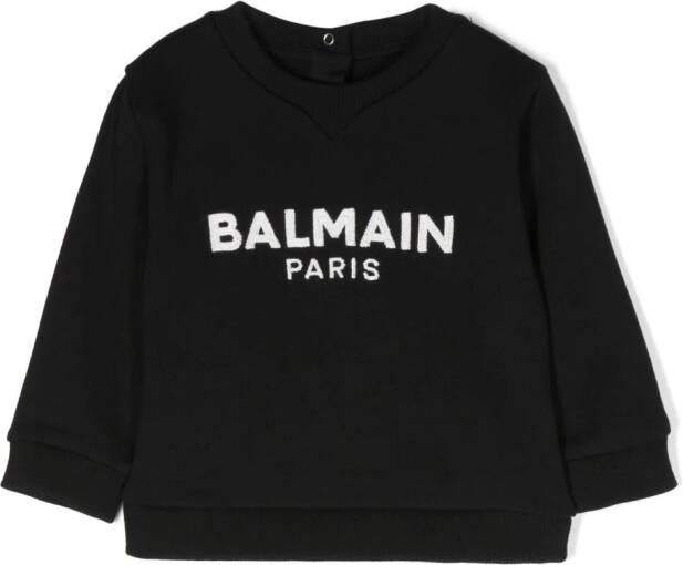Balmain Kids Sweater met geborduurd logo Zwart