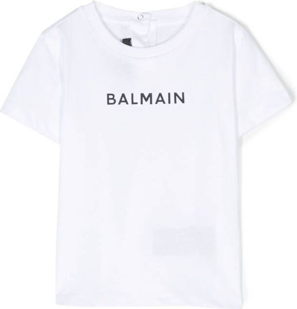 Balmain Kids Katoenen T-shirt Wit