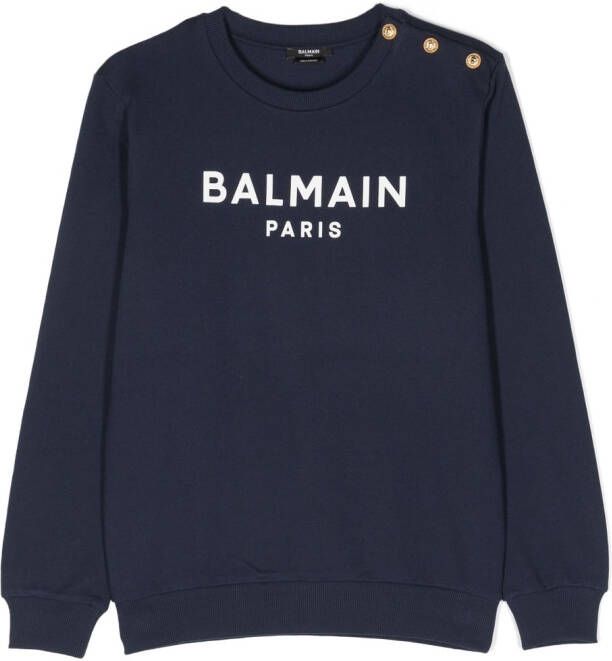 Balmain Kids Sweater met logoprint Blauw