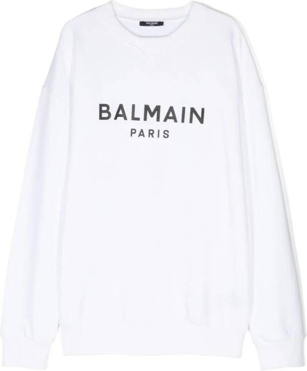Balmain Kids Sweater met logoprint Wit