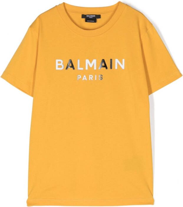 Balmain Kids T-shirt met logoprint Oranje