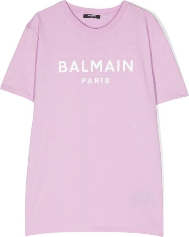 Balmain Kids T-shirt met logoprint Paars