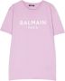 Balmain Kids T-shirt met logoprint Paars - Thumbnail 1