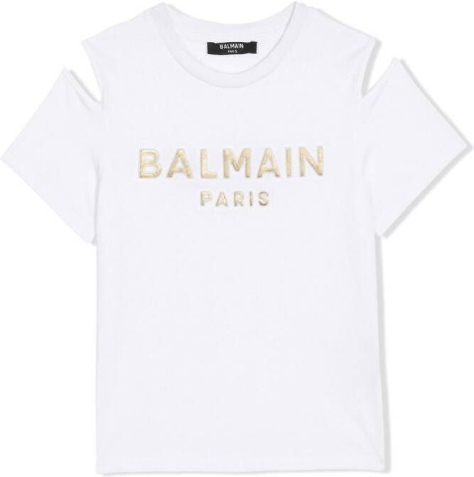 Balmain Kids T-shirt met logoprint Wit