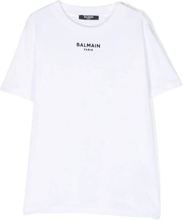 Balmain Kids T-shirt met geborduurd logo Wit