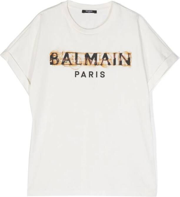 Balmain Kids T-shirt met logoprint Wit