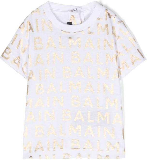 Balmain Kids T-shirt met logoprint Wit