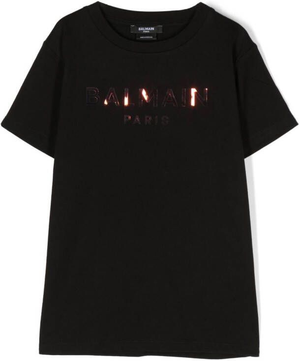 Balmain Kids T-shirt met logoprint Zwart