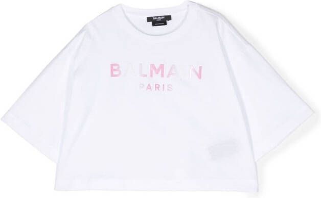 Balmain Kids T-shirt met logoprint Wit