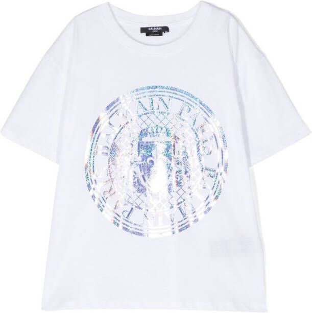 Balmain Kids T-shirt met logoprint Wit