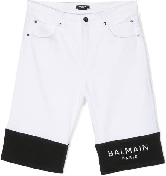 Balmain Kids Shorts met logoprint Wit