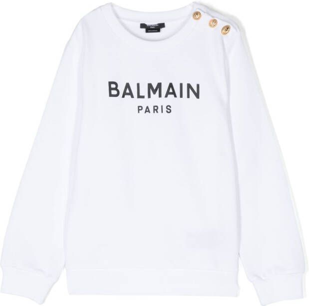 Balmain Kids Sweater met logoprint Wit