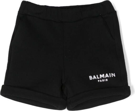 Balmain Kids Shorts met omgeslagen pijpen Zwart