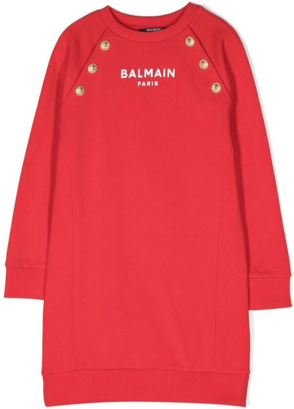 Balmain Kids Gebreide jurk Rood
