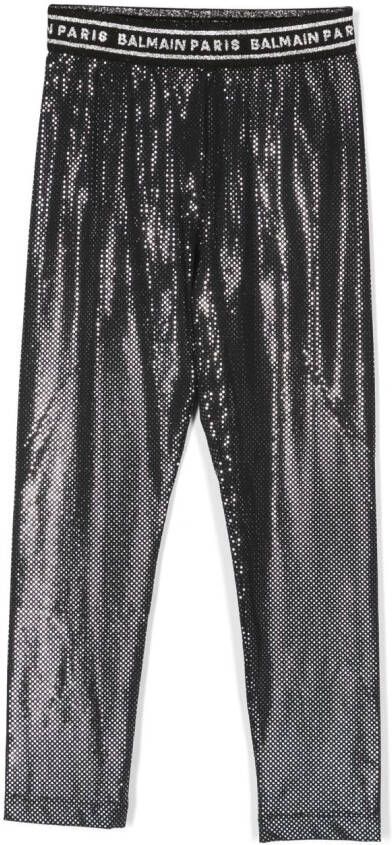 Balmain Kids Legging met logoband Zwart
