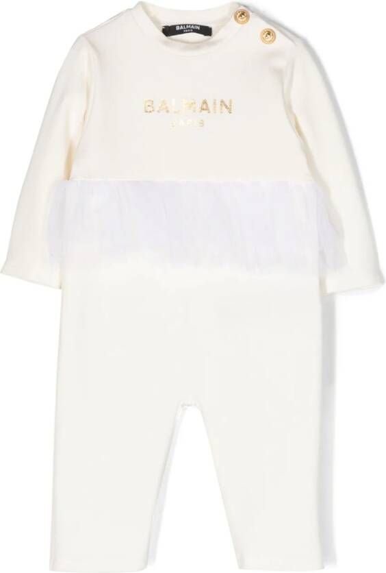 Balmain Kids Pyjama met logoprint Beige