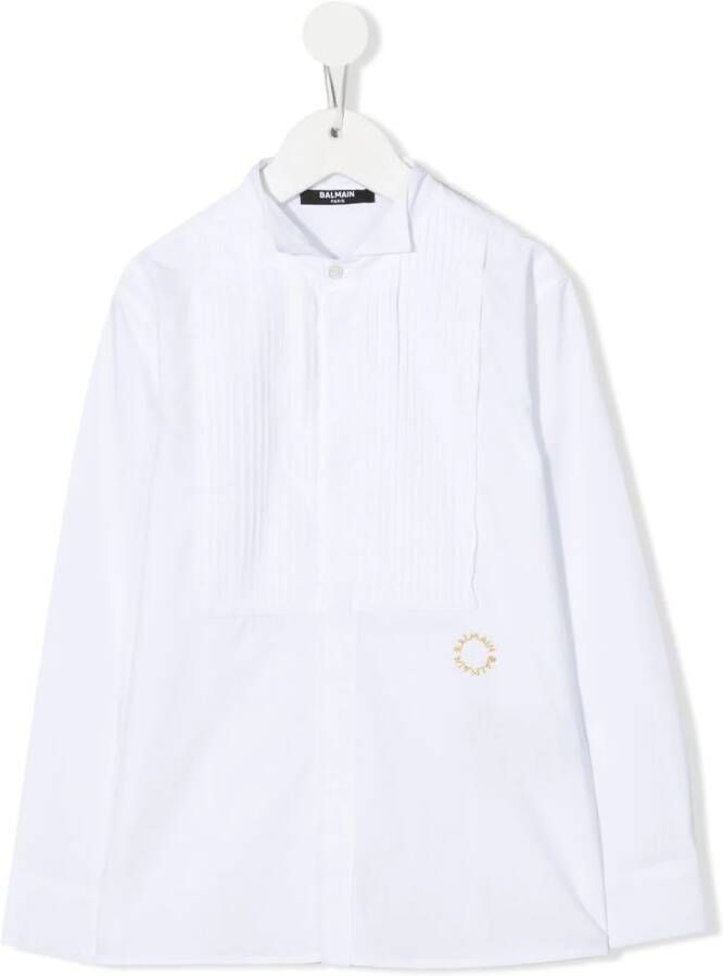 Balmain Kids Shirt met geplooide bies Wit