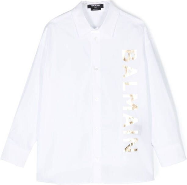 Balmain Kids Shirt met logoprint Wit