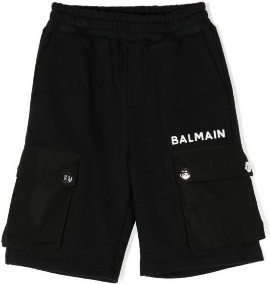 Balmain Kids Shorts met geborduurd logo Zwart