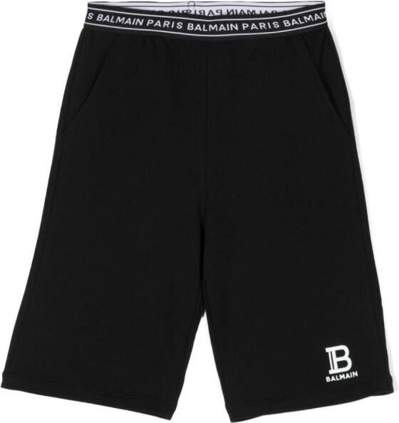 Balmain Kids Shorts met logoband Zwart