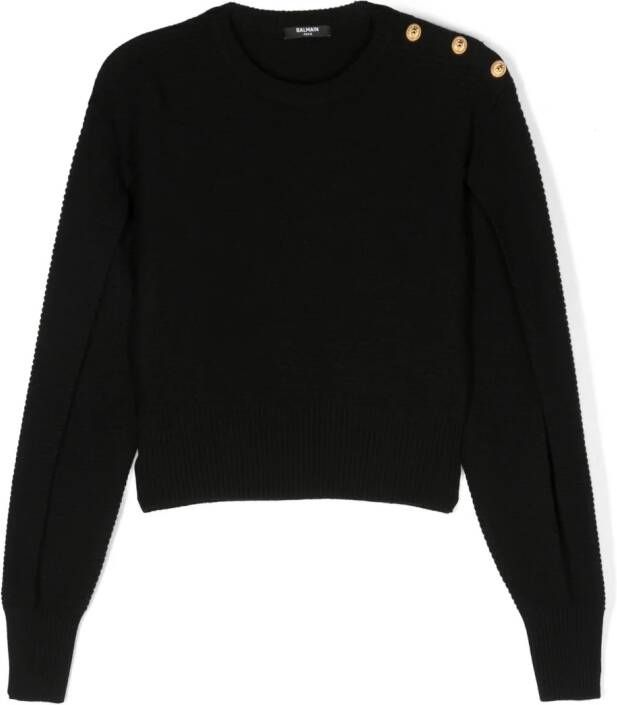 Balmain Kids Ribgebreide trui Zwart