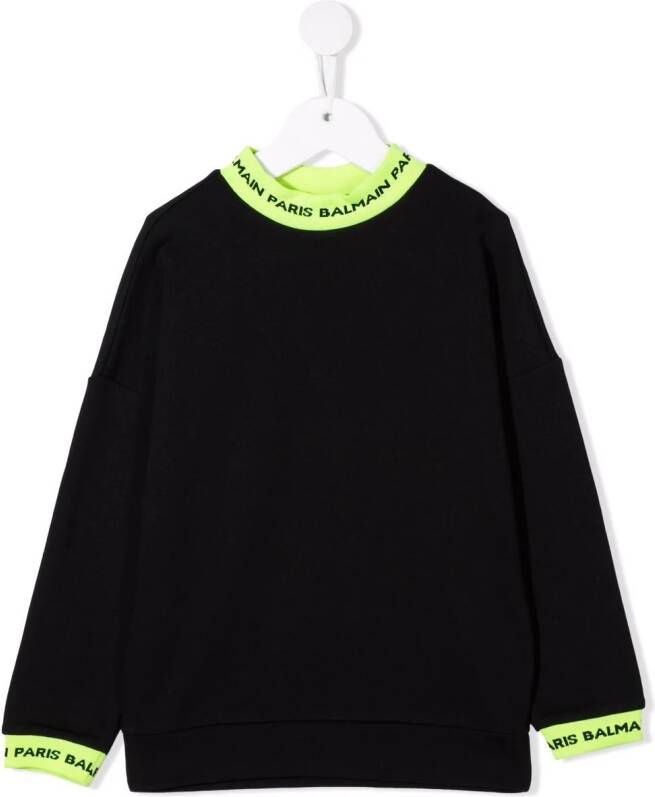 Balmain Kids Sweater met logo afwerking Zwart