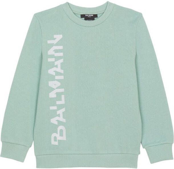 Balmain Kids Sweater met logoprint Groen