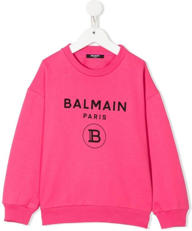 Balmain Kids Sweater met logoprint Roze