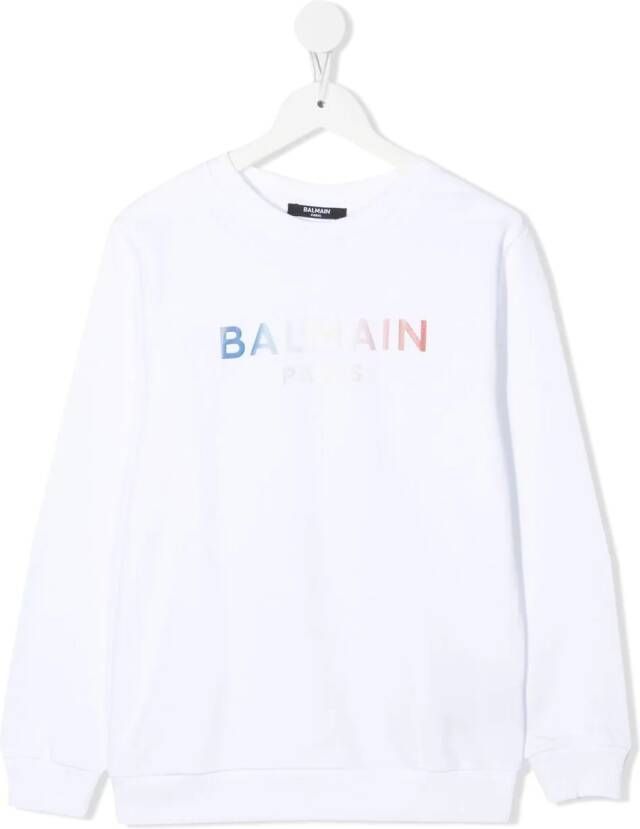 Balmain Kids Sweater met logoprint Wit