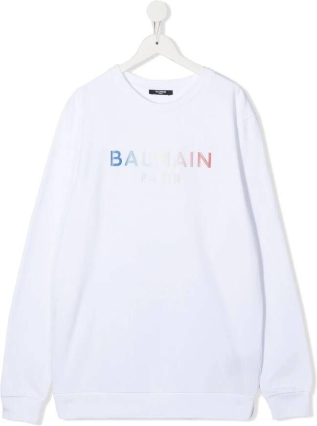Balmain Kids Sweater met logoprint Wit
