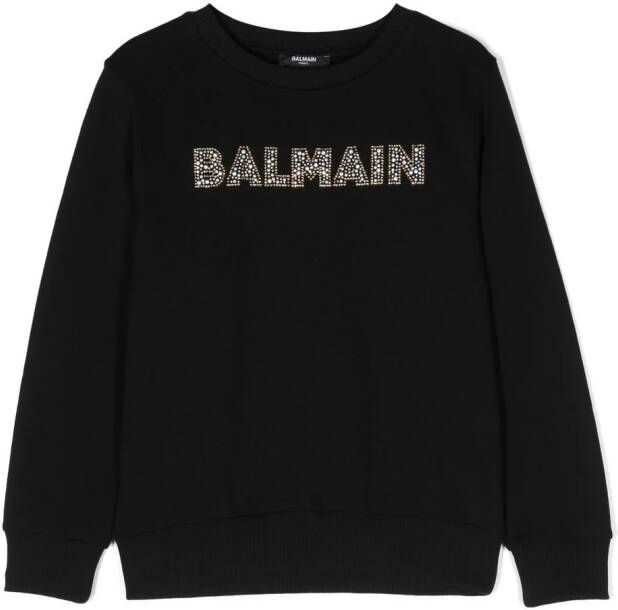 Balmain Kids Sweater verfraaid met kristallen Zwart