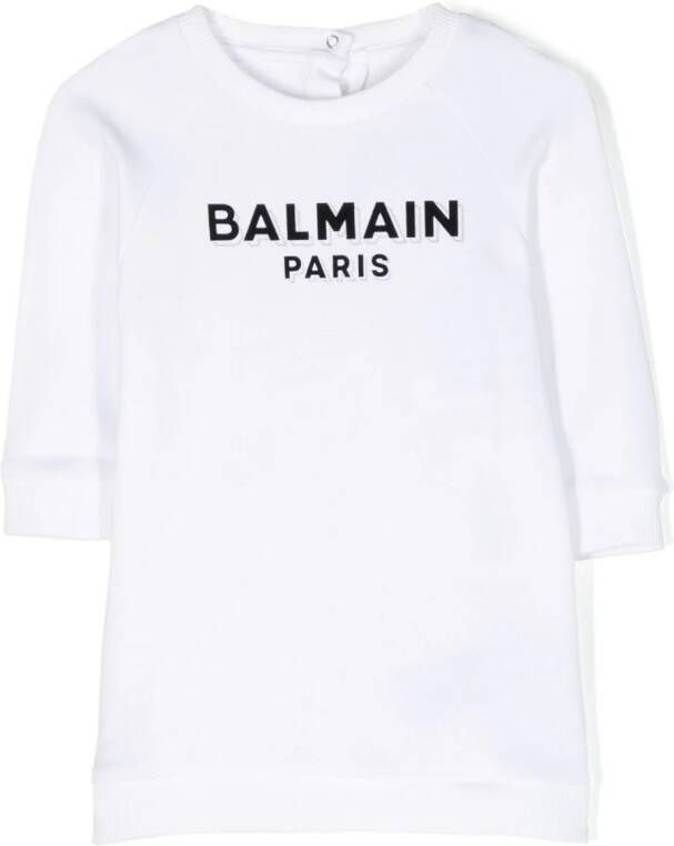 Balmain Kids Sweaterjurk met logoprint Wit