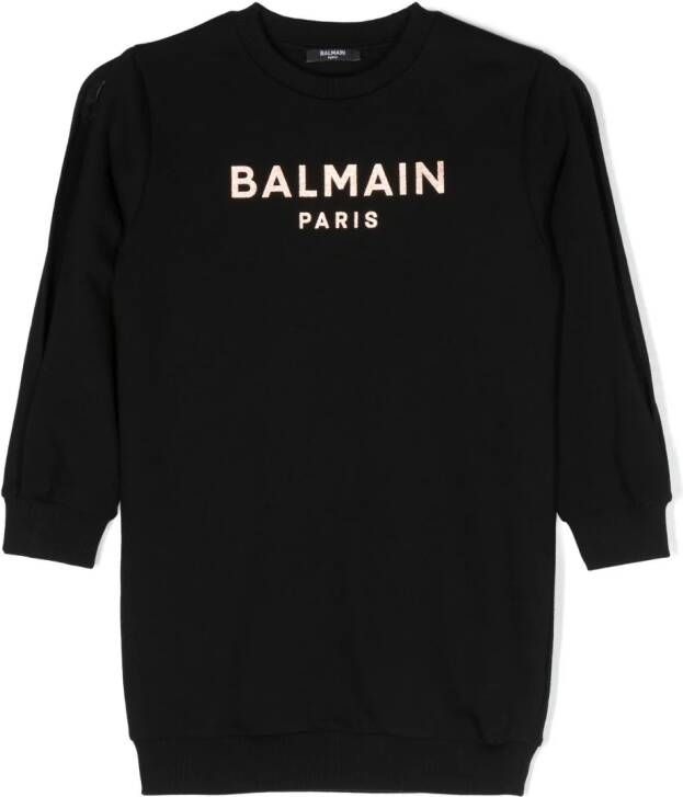 Balmain Kids Sweaterjurk met logoprint Zwart