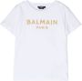 Balmain Kids T-shirt met geborduurd logo Wit - Thumbnail 1