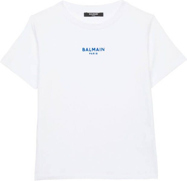 Balmain Kids T-shirt met geborduurd logo Wit