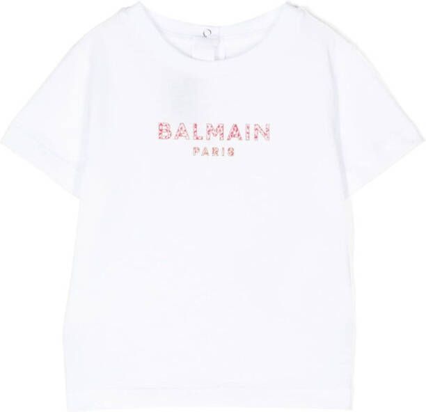 Balmain Kids T-shirt met geborduurd logo Wit