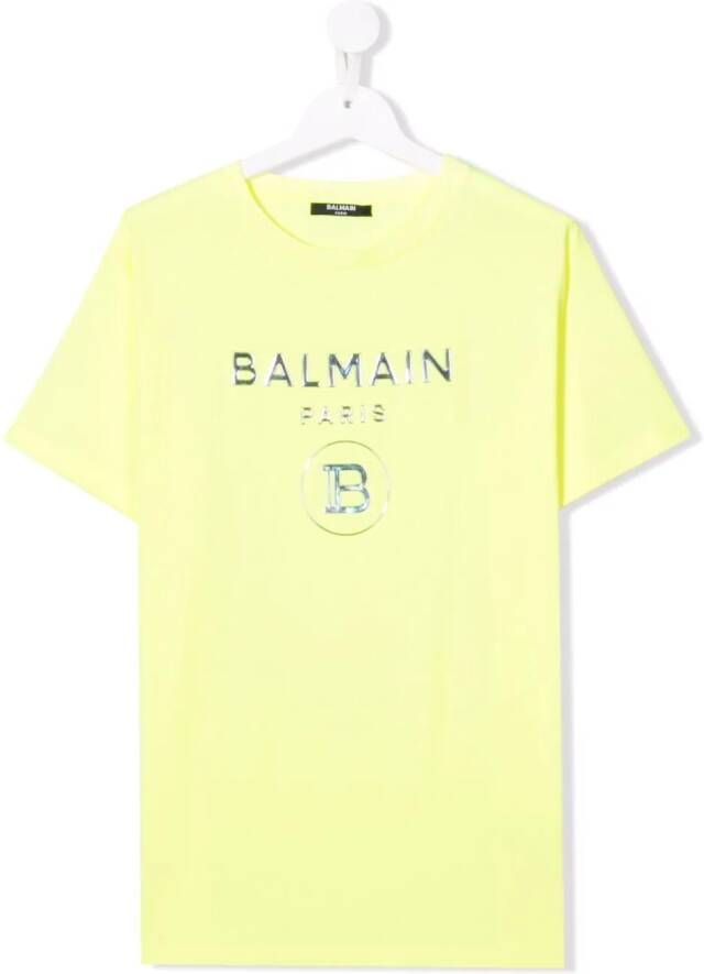 Balmain Kids T-shirt met logo-reliëf Geel